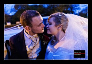 Bride and groom arriving at reception