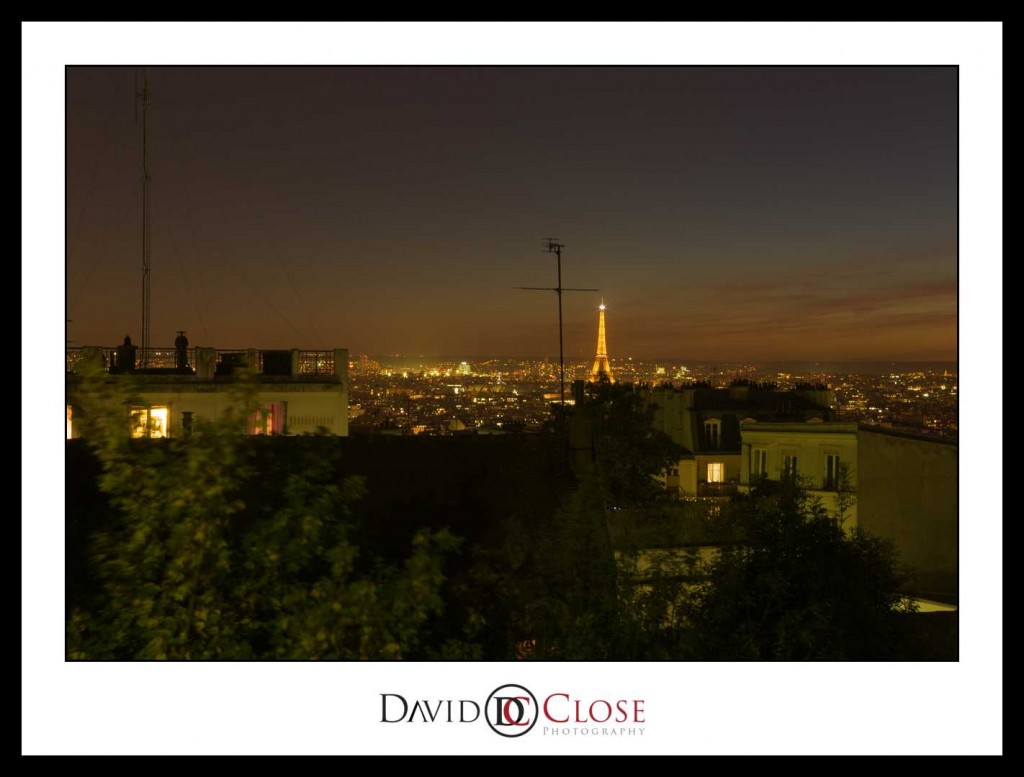 Eiffel Tower at night from Sacre-Coeur, Paris, France by David Close Photography